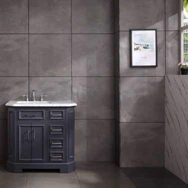 Eviva Glory 42″ Bathroom Vanity with Carrara Marble Counter-top and Porcelain Sink Vanity Eviva